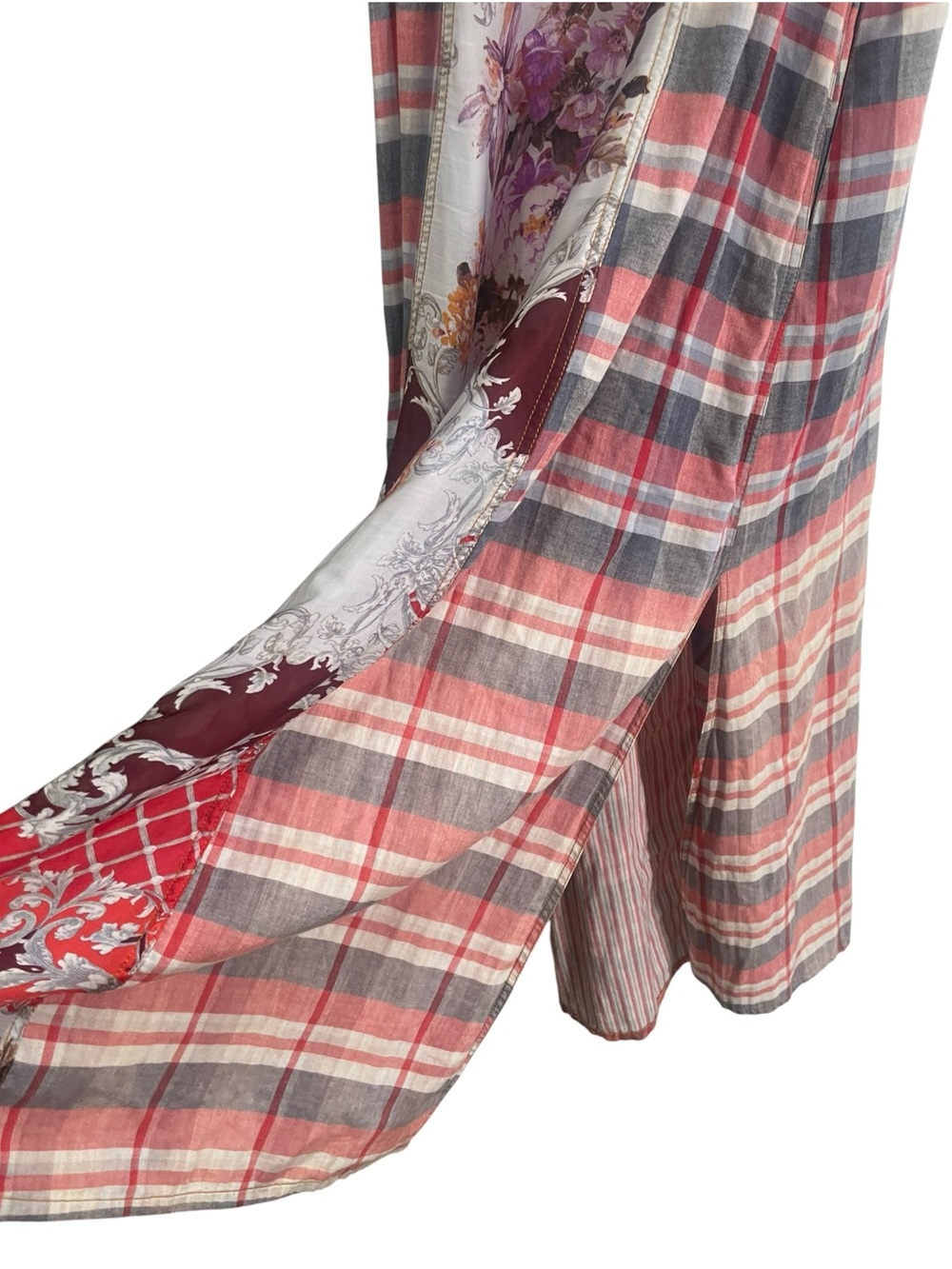 Aratta Silent Journey mixed media plaid floral maxi dress/duster boho western XL - Picture 9 of 16
